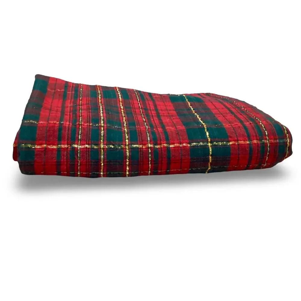 Green and Red Plaid Tablecloth